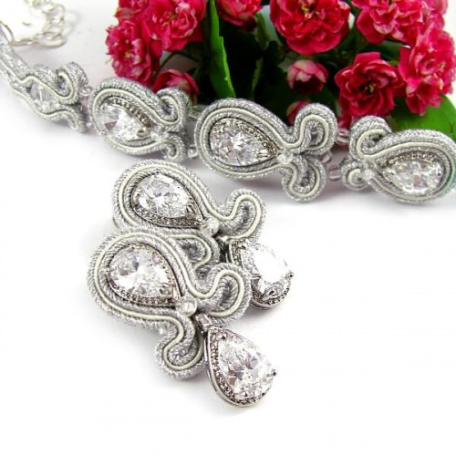 Biżuteria ślubna sutasz, komplet z kryształami novia blanca
