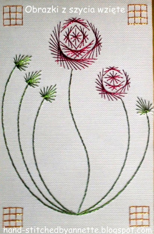 Obrazki z szycia wzięte - na podstawie wzoru ze stitchingcards.com #kwiat #róża #fantagiro7 #HaftMatematyczny #ObrazkiZSzyciaWzięte