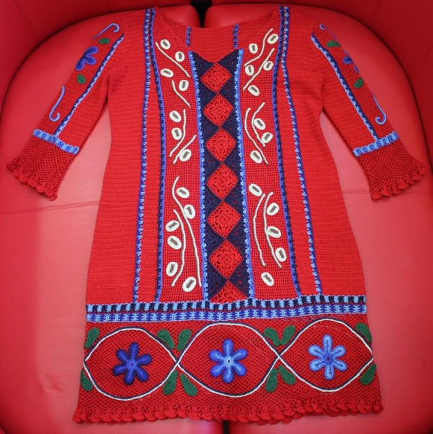 sukienka z kordonka na szydełku #kordonek #StylPeruwiański #sukienka #szydełko