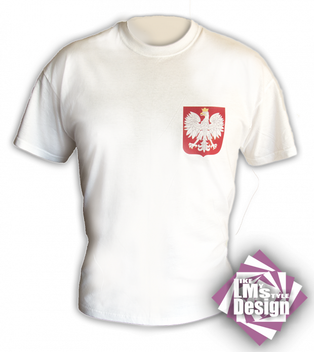 t-shirt, kibica koszulka, orzeł, nadruk, LMS Design #KoszulkaZOrłem #KoszulkaKibica #BiałaKoszulka