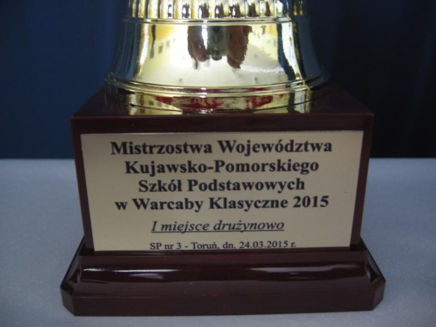 Mistrzostwa Województwa Kujawsko-Pomorskiego Szkół Podstawowych w Warcaby Klasyczne 2015 - SP nr 3 Toruń, dn. 24.03.2015r.