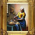 Jan Vermeer 34x30cm Ölgemälde handgemalt Rahmen