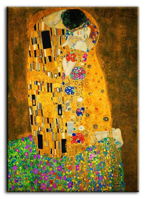 Gustav Klimt - Der Kuss - 60x90cm Jugendstil Leinwand dzial reprodukcja czyli wydruk cena 39,99 euro wys 0e