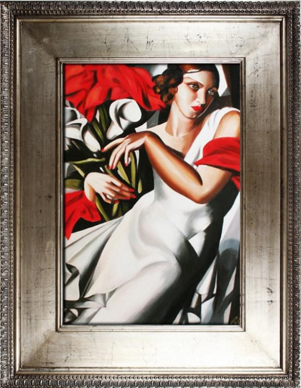 Tamara de Lempicka-Porträt von Ira-Ölgemälde Handgemalt Leinwand Rahmen-Sygniert.102x82cm-cena 229,99 euro. wysylka 0 euro.malowany recznie