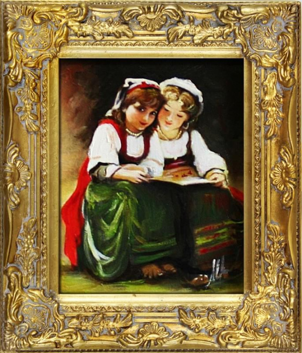 Große Meister-34x30cm Ölgemälde Handgemalt Leinwand Rahmen-Sygniert.cena 39,99 euro. wysylka 0 euro. malowany recznie