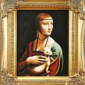 Leonardo da Vinci - Dame mit Hermelin-Große Meister-34x30cm Ölgemälde Handgemalt Leinwand Rahmen-Sygniert.cena 39,99 euro. wysylka 0 euro. malowany recznie