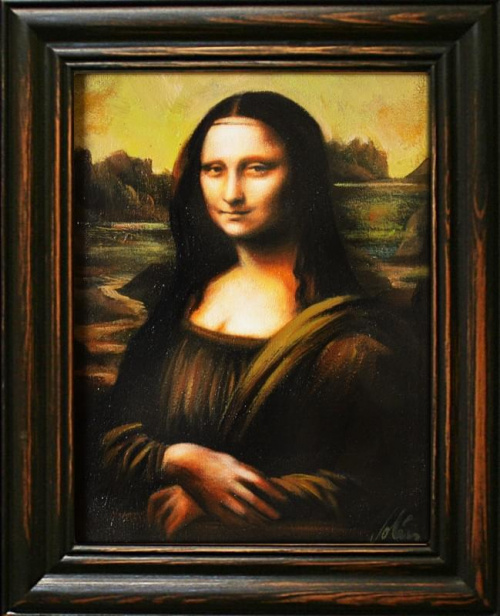 Leonardo da Vinci - Mona Lisa - Große Meister-47x37cm Ölgemälde Handgemalt Leinwand Rahmen-Sygniert.cena 54,99 euro. wysylka 0 euro. malowany recznie